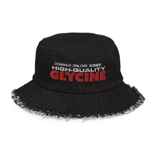 GLYCINE DISTRESSED DENIM BUCKET HAT